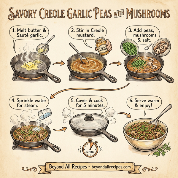 Savory Creole Garlic Peas with Mushrooms instructions