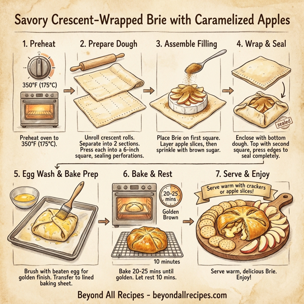 Savory Crescent-Wrapped Brie with Caramelized Apples instructions