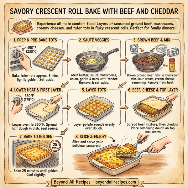 Savory Crescent Roll Bake with Beef and Cheddar instructions