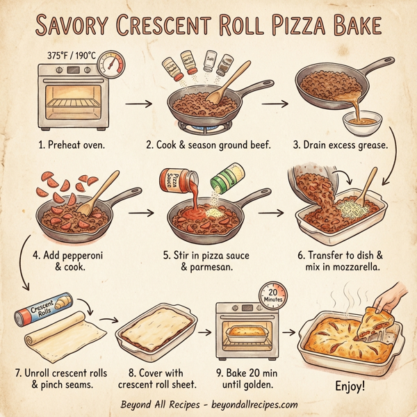 Savory Crescent Roll Pizza Bake instructions