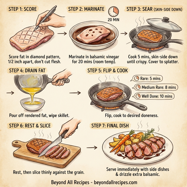 Savory Crispy Balsamic Glazed Duck Breasts instructions