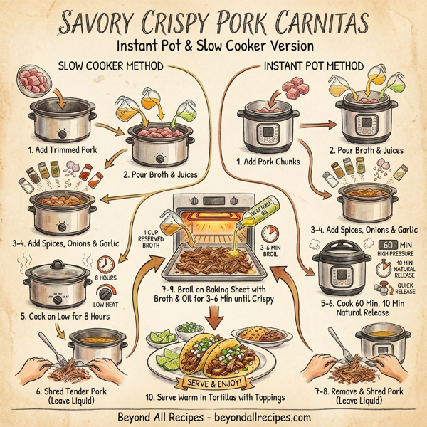 Savory Crispy Pork Carnitas: Instant Pot & Slow Cooker Version instructions