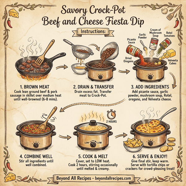 Savory Crock-Pot Beef and Cheese Fiesta Dip instructions