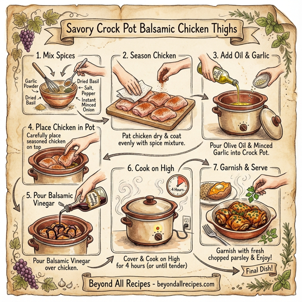 Savory Crock Pot Balsamic Chicken Thighs instructions