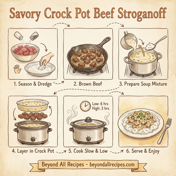 Savory Crock Pot Beef Stroganoff instructions