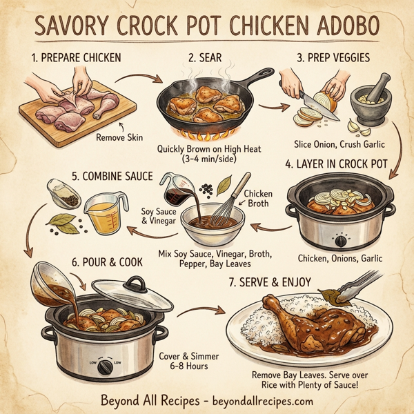 Savory Crock Pot Chicken Adobo instructions