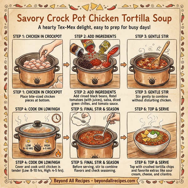 Savory Crock Pot Chicken Tortilla Soup instructions