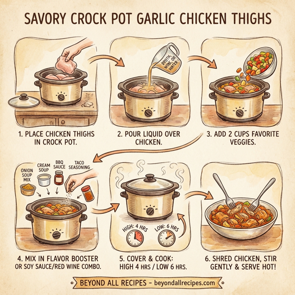 Savory Crock Pot Garlic Chicken Thighs instructions