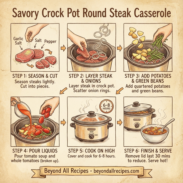 Savory Crock Pot Round Steak Casserole instructions