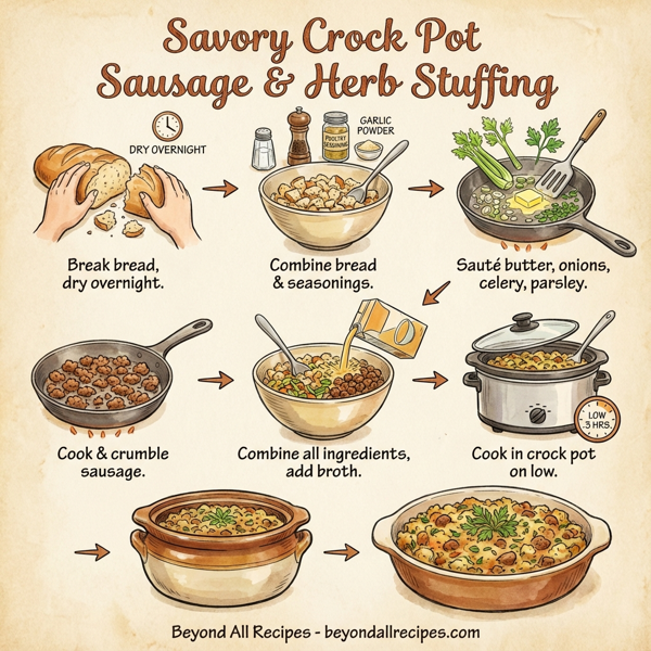 Savory Crock Pot Sausage & Herb Stuffing instructions