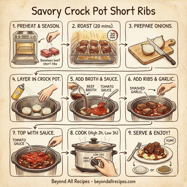 Savory Crock Pot Short Ribs instructions