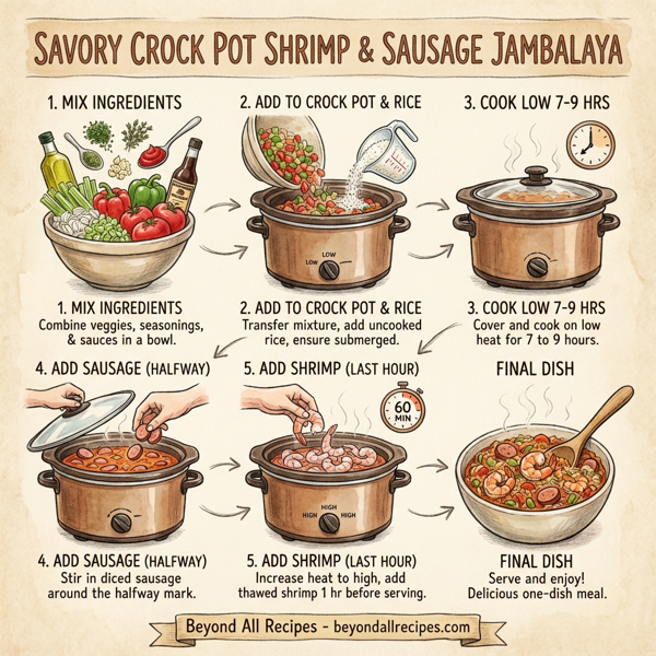 Savory Crock Pot Shrimp and Sausage Jambalaya instructions