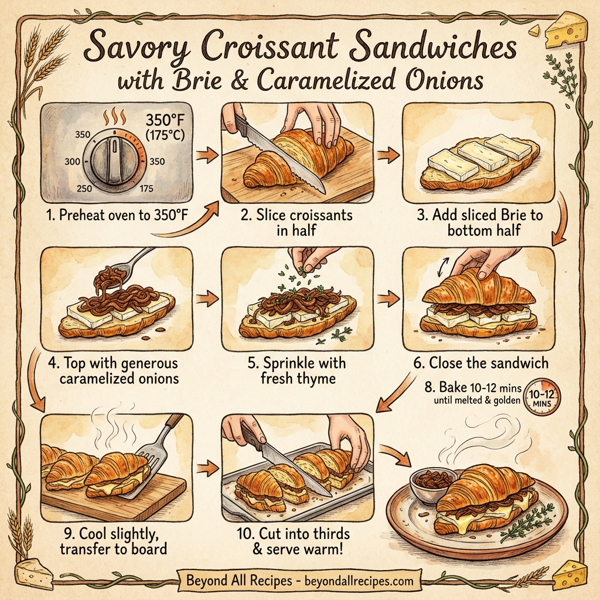 Savory Croissant Sandwiches with Brie and Caramelized Onions instructions