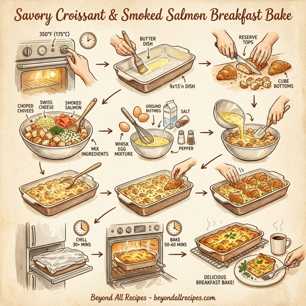 Savory Croissant & Smoked Salmon Breakfast Bake instructions