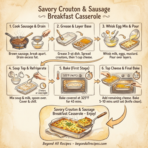 Savory Crouton & Sausage Breakfast Casserole instructions