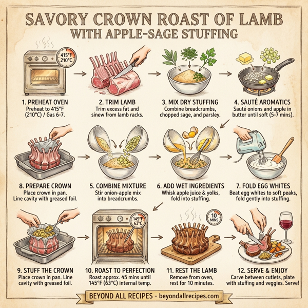 Savory Crown Roast of Lamb with Apple-Sage Stuffing instructions