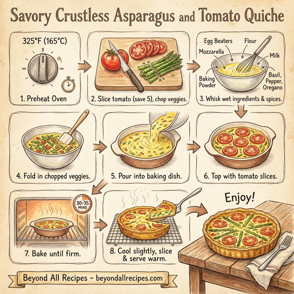 Savory Crustless Asparagus and Tomato Quiche instructions