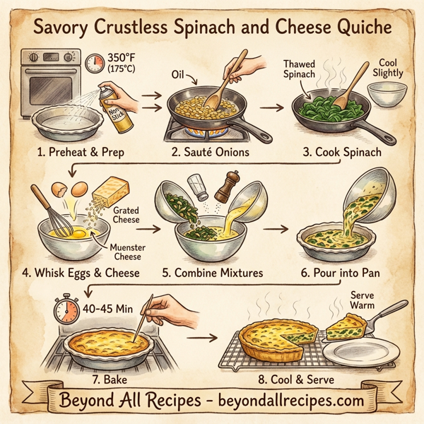 Savory Crustless Spinach and Cheese Quiche instructions
