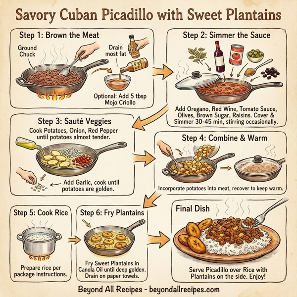 Savory Cuban Picadillo with Sweet Plantains instructions