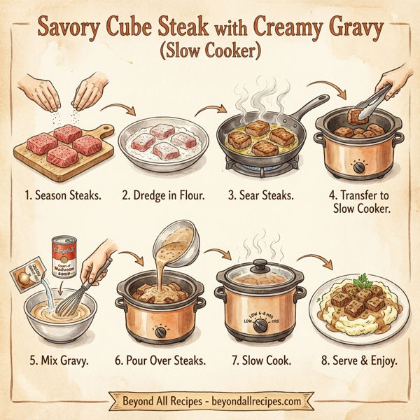 Savory Cube Steak with Creamy Gravy (Slow Cooker) instructions