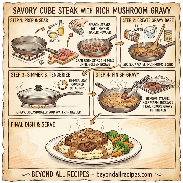 Savory Cube Steak with Rich Mushroom Gravy instructions