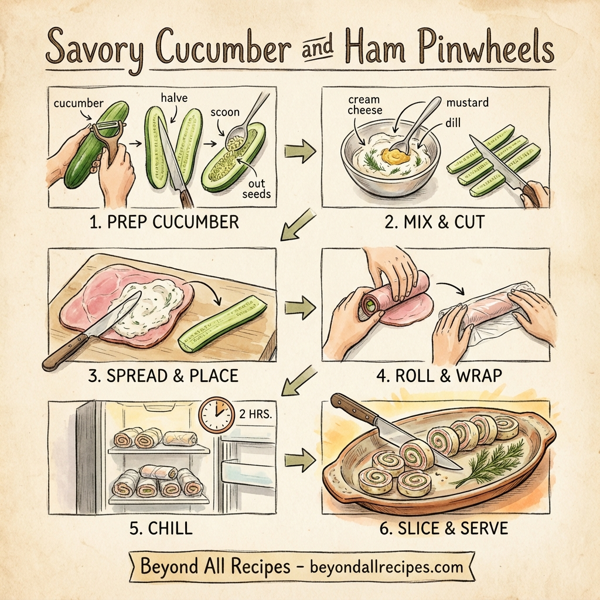 Savory Cucumber and Ham Pinwheels instructions