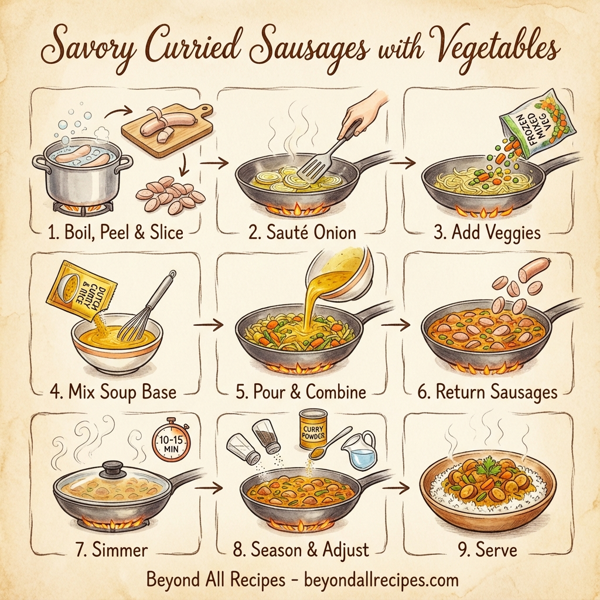 Savory Curried Sausages with Vegetables instructions