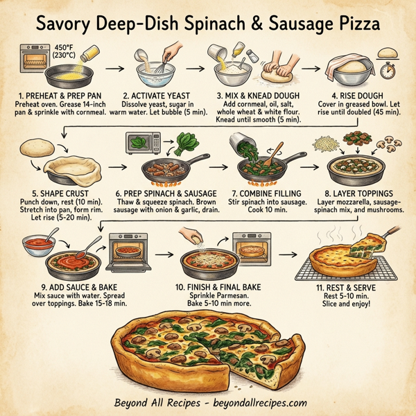 Savory Deep-Dish Spinach & Sausage Pizza instructions