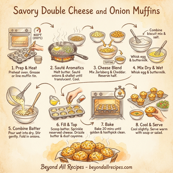 Savory Double Cheese and Onion Muffins instructions