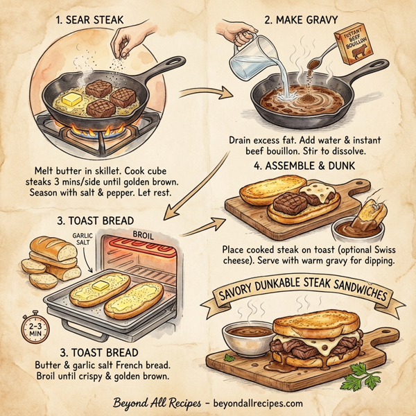Savory Dunkable Steak Sandwiches instructions
