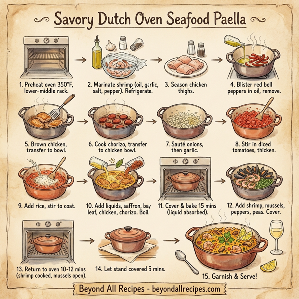 Savory Dutch Oven Seafood Paella instructions