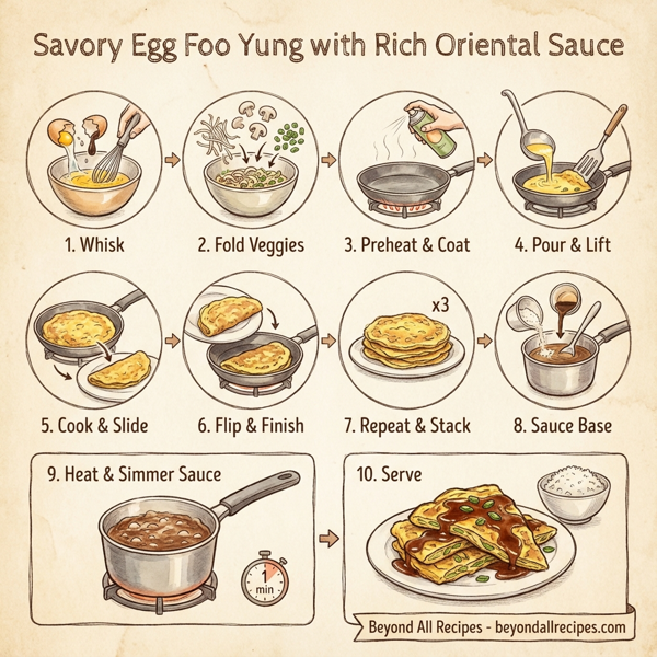 Savory Egg Foo Yung with Rich Oriental Sauce instructions