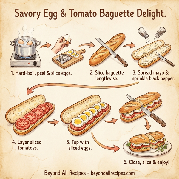 Savory Egg & Tomato Baguette Delight instructions