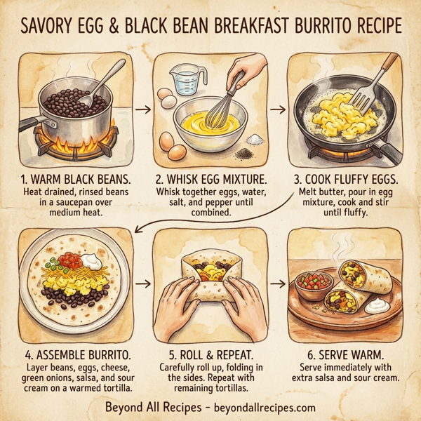 Savory Egg and Black Bean Breakfast Burrito instructions