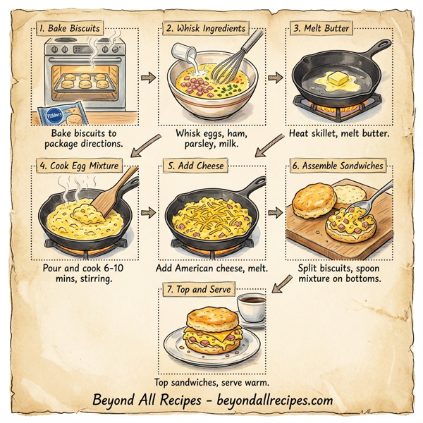 Savory Egg and Ham Breakfast Biscuits instructions