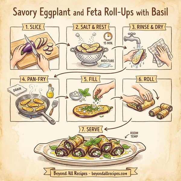 Savory Eggplant and Feta Roll-Ups with Basil instructions