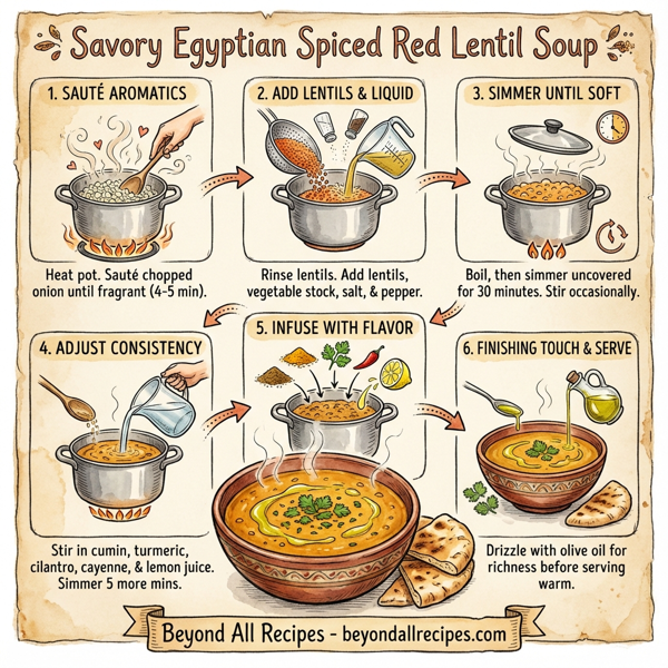 Savory Egyptian Spiced Red Lentil Soup instructions