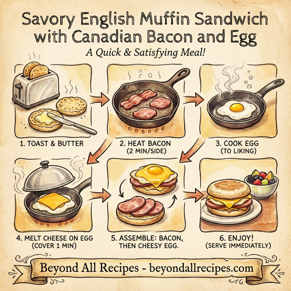 Savory English Muffin Sandwich with Canadian Bacon and Egg instructions