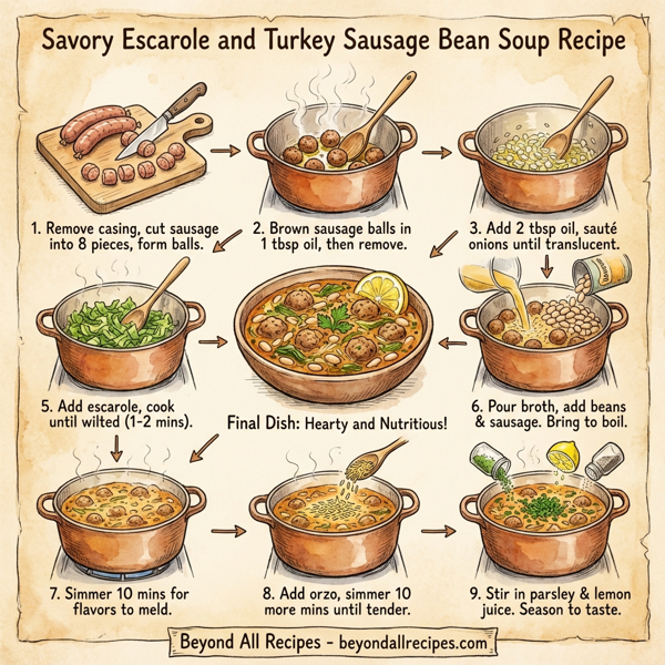 Savory Escarole and Turkey Sausage Bean Soup instructions