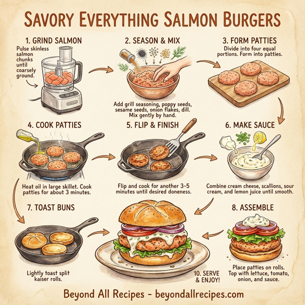 Savory Everything Salmon Burgers instructions