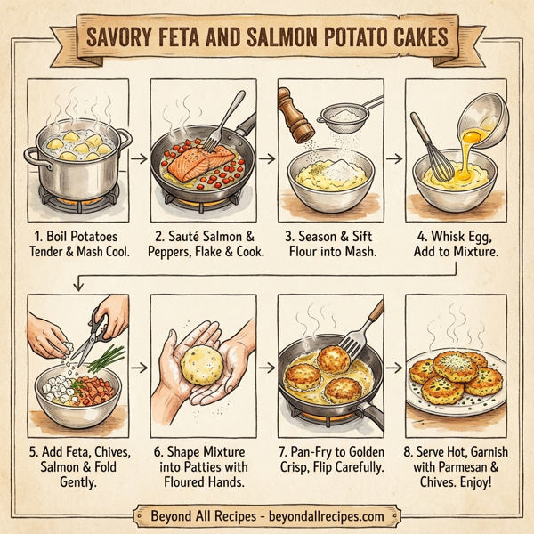 Savory Feta and Salmon Potato Cakes instructions