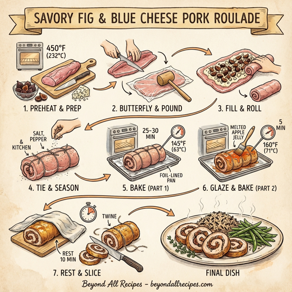 Savory Fig & Blue Cheese Pork Roulade instructions