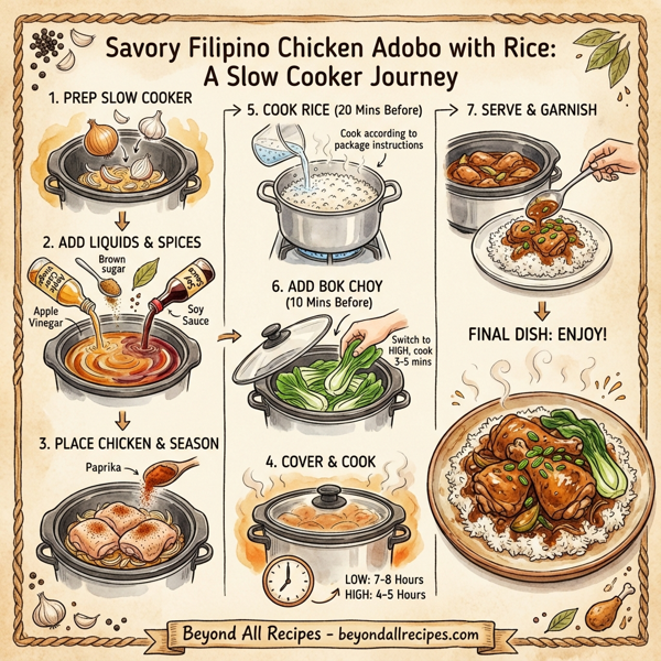 Savory Filipino Chicken Adobo with Rice instructions