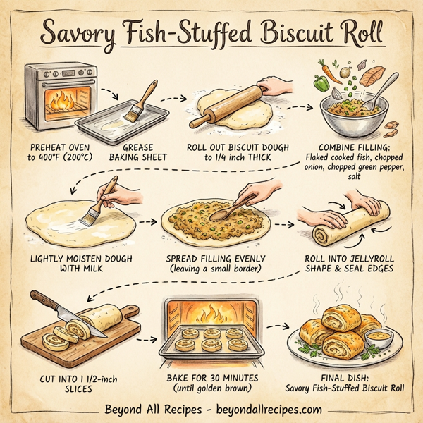 Savory Fish-Stuffed Biscuit Roll instructions