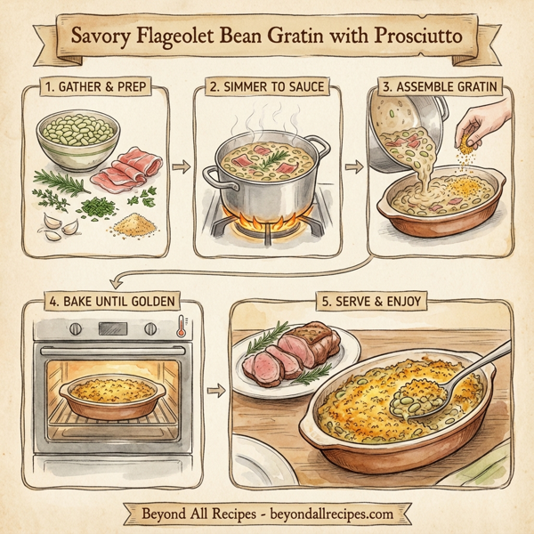 Savory Flageolet Bean Gratin with Prosciutto instructions