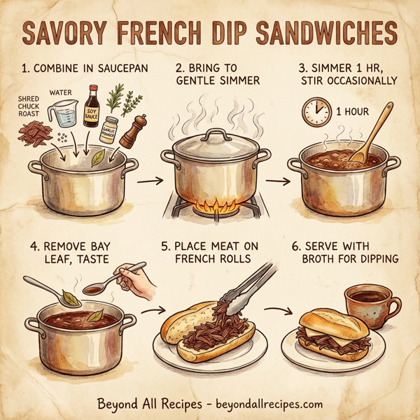 Savory French Dip Sandwiches instructions