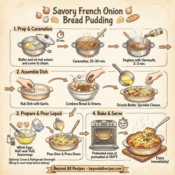 Savory French Onion Bread Pudding instructions