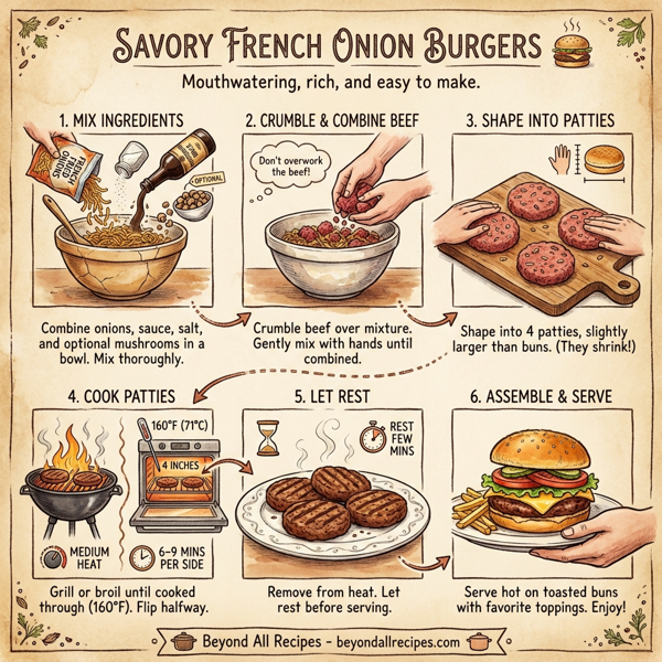 Savory French Onion Burgers instructions