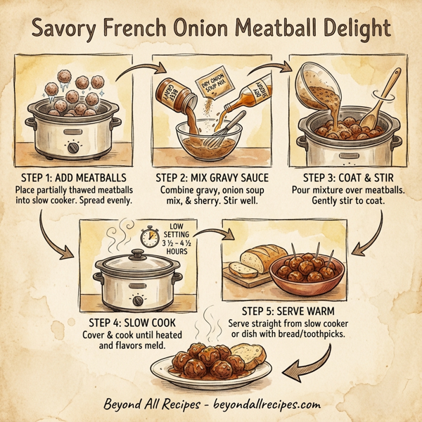Savory French Onion Meatball Delight instructions