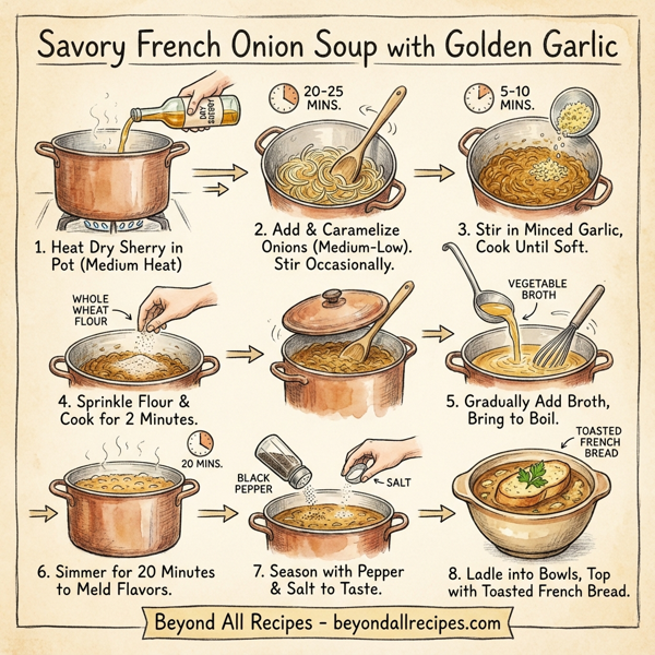 Savory French Onion Soup with Golden Garlic instructions